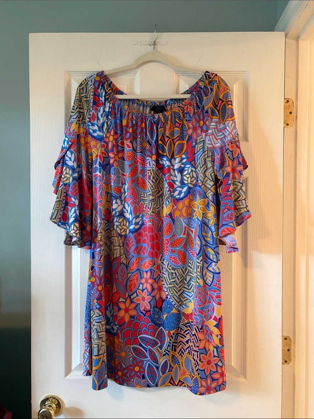 MSK Vibrant Multicolor Floral Off-Shoulder Tunic